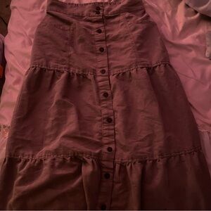 Elegant A-Line Button-Down Skirt in Brown